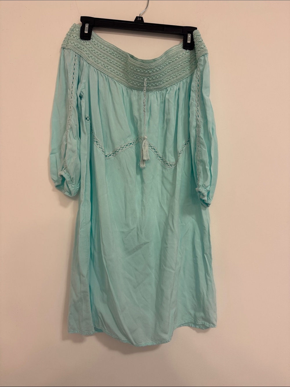 Xhilaration Light Aqua Off-Shoulder Boho Dress